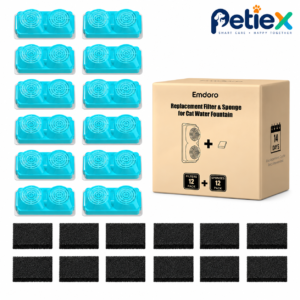 Official Replacement Filters(12filters + 12sponges) for 3.2L Cordless Cat Fountain FEFC - Pet Water Fountains - PETIEX